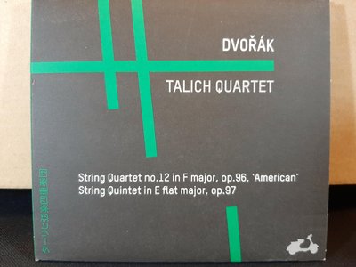 Talich qt,Dvorak-S.qt"American",S.quint,塔利希四重奏團，德佛扎克-弦樂四重奏"美國"，弦樂五重奏，日本版，如新。
