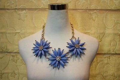 【性感貝貝】藍色小花珠珠鑽鑽頸鍊項鍊, Swarovski Versace Genny Coach款