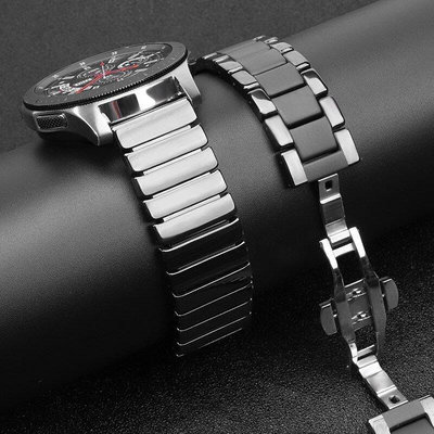 三星 智慧手錶 Gear S2 S3 Active 2 46 42 mm 錶帶 20mm 22mm 磨砂陶瓷 不銹鋼腕帶-台北之家