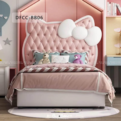 【大熊傢俱】DFCC BB06 床架 皮床 凱蒂貓 床組 軟床 造型床 卡通床 兒童床 實木 訂製 現代床