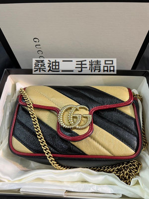 Gucci 574969 GG Marmont 山型紋縫線超迷你斜背包