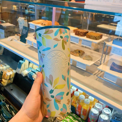 美國Starbucks星巴克便攜車載不鏽鋼吸管杯保溫杯花朵正品代購