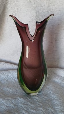 意大利名廠 Murano 古董水晶玻璃瓶 1950年代出品  Sommerso 系列 狀態佳 有小瑕疵