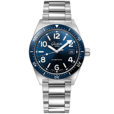 GLASHUTTE ORIGINAL 格拉蘇蒂 SeaQ 39.5mm 藍面 鋼錶帶 1-39-11-09-81-70