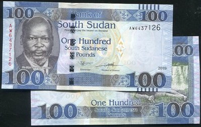 【紙幣】South SUDAN(南蘇丹), P15d  , 100 POUND  ,動物 2019,品相全新UNC#206872