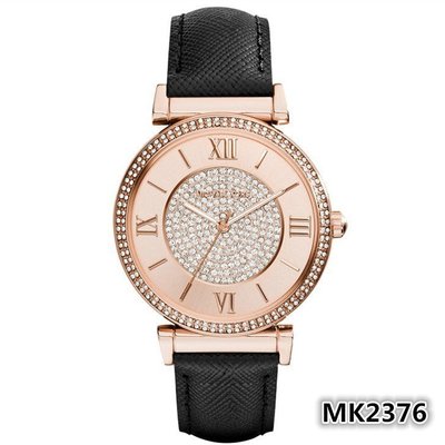 MICHAEL KORS 女士腕錶圓盤鑲鑽真皮皮帶包包大錶盤時尚女錶MK2376