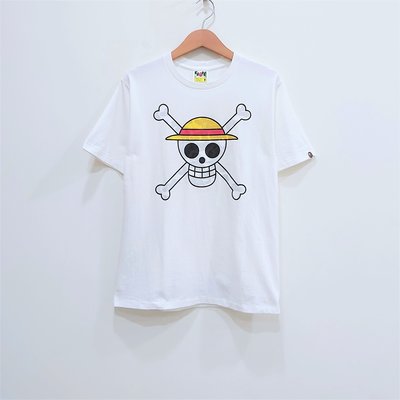 [ VINTAGE ] A BATHING APE x ONE PIECE海賊王 白色短袖 T 恤 ( M ) BAPE