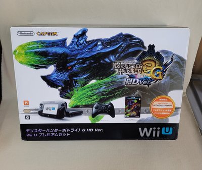 日本原裝任天堂 Wii U 32G 魔物獵人3 (トライ)G HD Ver 同梱主機(黑色)~功能正常 附手把