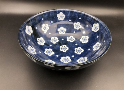 日式藍櫻花陶瓷寬口碗  櫻花 藍色 陶瓷大碗 寬口碗 陶瓷餐具 大碗公 刺身碗 居酒屋【小雜貨】