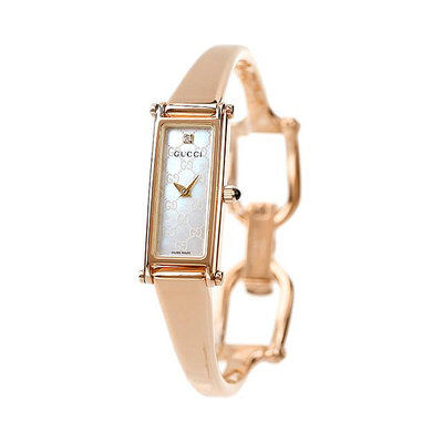 GUCCI YA015560 古馳 手錶 30×12mm 米白色面盤 玫瑰金不鏽鋼錶帶 女錶 手環錶