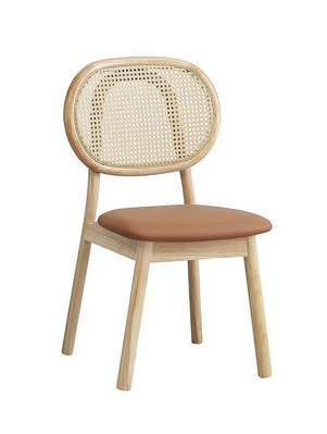 【萊夫家居】JF-469-5：藤編橘皮實木餐椅【台中家具】設計款餐椅 洽談椅 實木椅 皮餐椅 書桌椅 皮革+橡膠木