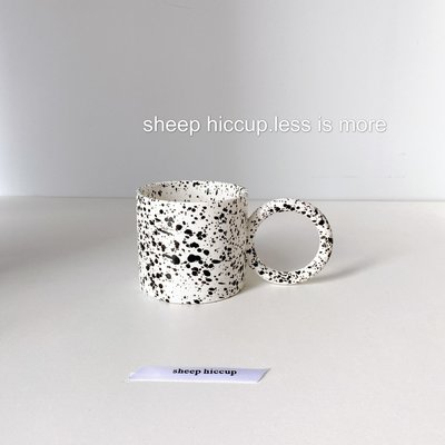 ^艾萌的百寶箱^sheep hiccup | ins簡約YM黑點潑墨大耳朵陶瓷耐高溫咖啡杯馬克杯子