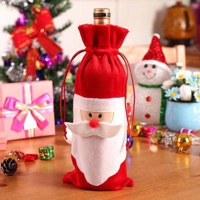 ✤拍賣得來速✤聖誕老人紅酒香檳瓶套 聖誕裝飾品 紅酒袋 禮品袋 聖誕禮物