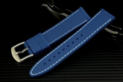 20mm網紋賽車疾速風格深藍色矽膠錶帶,不鏽鋼製錶扣,白色縫線,雙錶圈,diesel oris