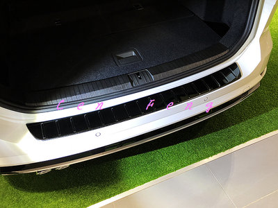 涔峰ＣＦ☆ (黑鈦)福斯VW New Touran 不鏽鋼後護板 行李箱外護板 尾門外門檻 後保防刮飾板 後保桿防刮板