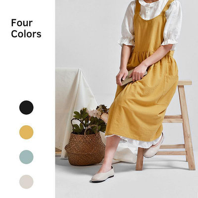 FULIKI圍裙 韓式全棉免系帶圍裙 廚房圍裙居家花店工作服