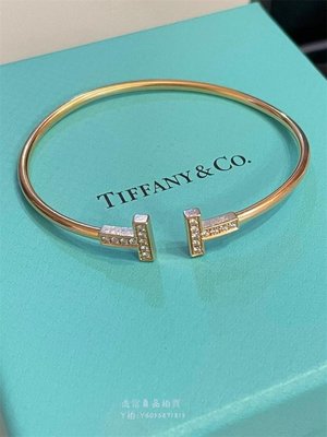 流當拍賣Tiffany 蒂芙尼 T1 鑲鉆線圈手鐲 18K玫瑰金 鑽石手環 GRP07785 真品
