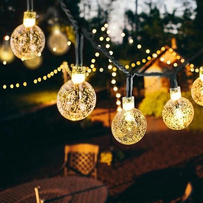 20 / 50 LED 水晶球太陽能花園燈花環 5M / 10M LED 串仙女燈太陽能燈聖誕節裝飾戶外裝飾-慧友芊家居