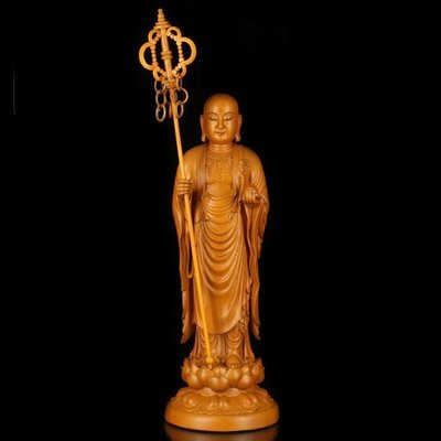 【熱賣精選】   木雕佛像 南無地藏王菩薩 地藏菩薩 法像莊嚴 香樟木（GA-4733）