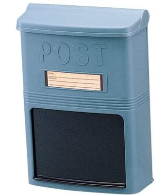 日本進口 日本製造的長方信箱 大款門信箱壁掛郵箱A4傳單信件郵件箱 藍色意見箱 3577b