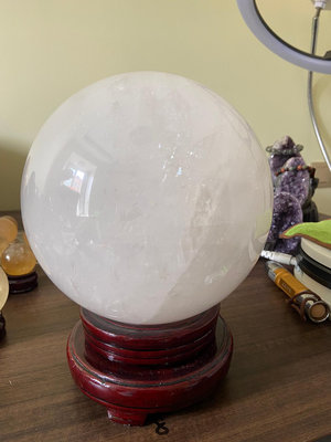 【二手】天然白冰洲石球也叫方解石個頭大17.5厘米左右手工測 水晶 天然 擺件【禪靜院】-6949