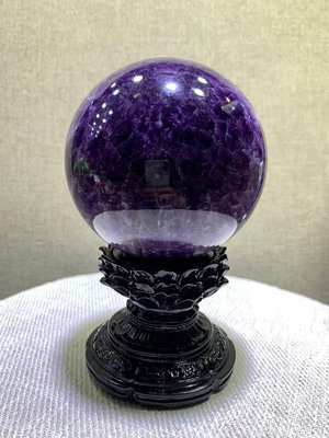 巴西天然紫水晶球擺件，夢幻紫水晶球、花紋美麗獨，手工打磨無1643 水晶 原石 擺件【玲瓏軒】