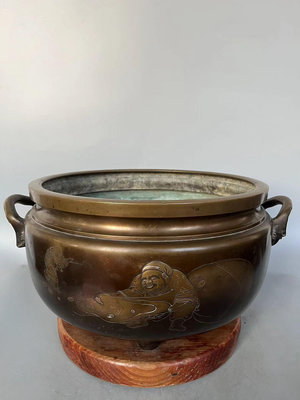 日本回流銅器  銅火缽 香爐 茶道爐 中古物品，難免有歲月使258