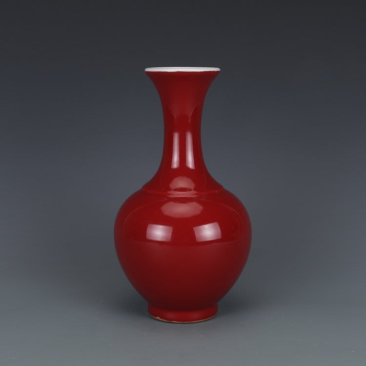 ㊣姥姥的私藏㊣大清乾隆郎紅釉賞瓶| Yahoo奇摩拍賣