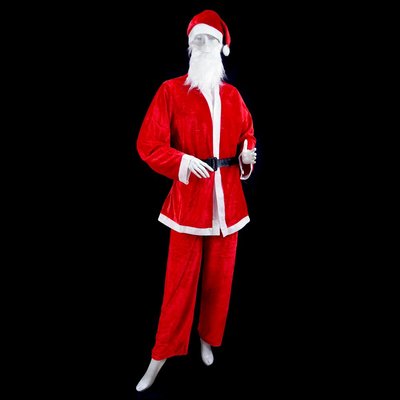大人聖誕裝聖誕老人派對表演 絨布大男B聖誕衣(大紅款)