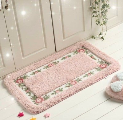 粉紅玫瑰精品屋～玫瑰田園卧室地墊浴室吸水地墊 飄窗墊～