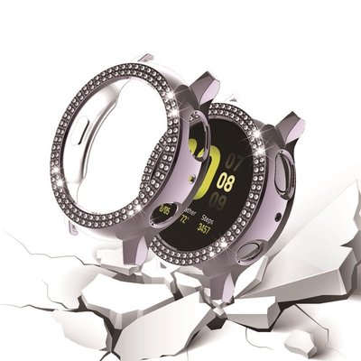 三星Galaxy watch Active2手錶錶殼 PC鑲鑽電鍍半包防摔套 active2運動手錶保護套 保護錶殼硬殼