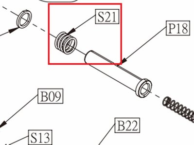 [01] KWC 零件編號 S21 導桿緩衝壓簧 ( KCB46 零件 維修 TAURUS PT24/7 巴西 金牛座
