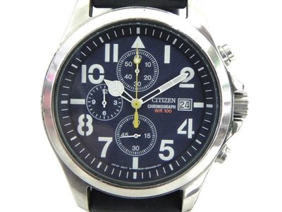 [專業模型] 三眼錶 [CITIZEN 3N0755] 經典圓形三眼計時賽車錶[黑色面]中性/時尚/軍錶