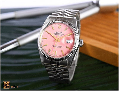 大銘腕錶 二手極新品 勞力士 ROLEX 蠔式 16014 粉面金條丁 36MM RX074299
