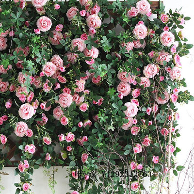 仿真花玫瑰假花藤條空調管道纏繞裝飾遮擋綠植藤蔓花墻布景絹花仿真花藝假花