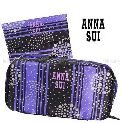 february 小舖 - [全新真品] ANNA SUI 安娜蘇 炫紫華麗化妝包+面紙包組 手拿包 零錢包