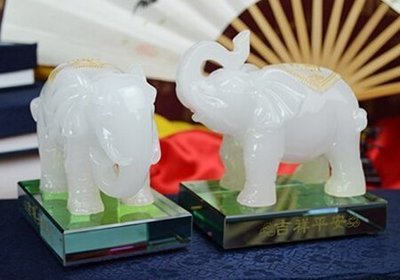 【熱賣精選】一對價 大象模型擺件 白玉小對象擺設 家居飾品 185A