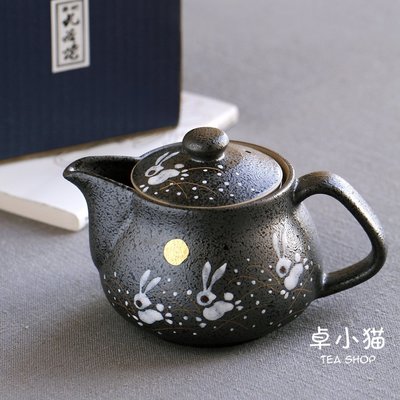 現貨熱銷-日本進口九谷燒茶壺茶道功夫茶具煎茶壺陶瓷器小兔奔月日式茶器具
