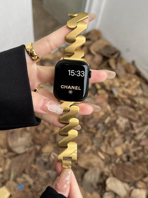 iwatch表帶高級感金屬不銹鋼適用蘋果手表s87654se新款applewatch-七七日常百貨（可開發票）
