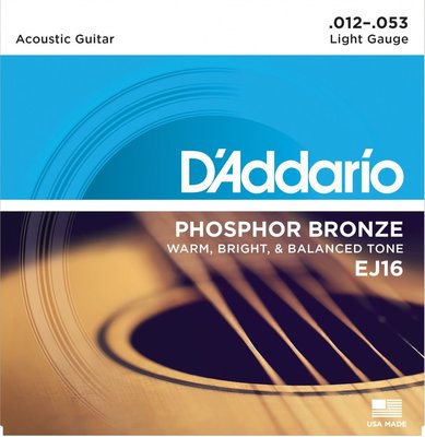 D'Addario EJ16 民謠吉他弦 Phosphor Bronze 磷青銅 .011-.053 - 【黃石樂器】