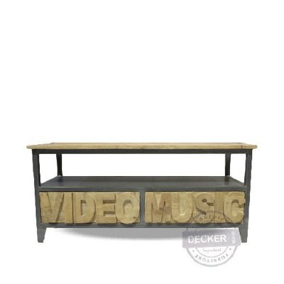 【Decker • 德克爾家飾】Loft 復古家具 工業家飾 實木層版 Vintage 木雕刻裝飾 音樂家電視櫃