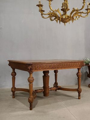 19世紀 法國 手工雕刻 獅頭 全實木 橡木 (可加大) 餐桌 古董桌 工作桌 t0416【卡卡頌  歐洲古董】✬