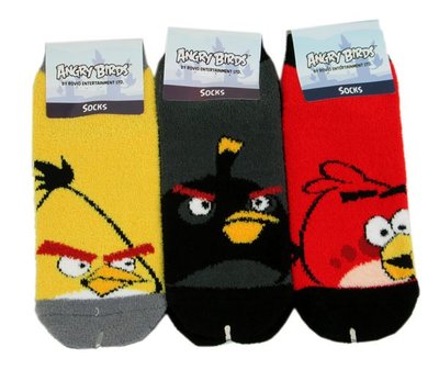 【卡漫迷】 襪子 ㊣版 柔軟 加厚直板襪 憤怒鳥 Angry birds 綠色小豬 韓製 厚棉 ~3雙一組