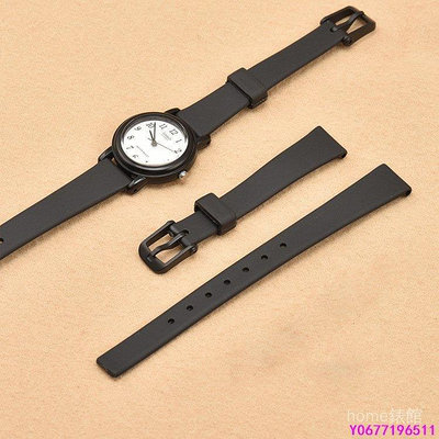 新款推薦 適用casio卡西歐手錶LQ-139錶帶女12mm黑色LQ-130替換橡膠錶帶140-可開發票