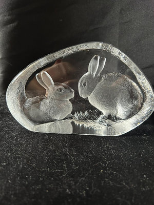 瑞典水晶雕刻藝術家Mats Jonasson生肖兔水晶擺件置