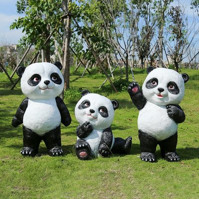 戶外熊貓擺件裝飾品玻璃鋼園林景觀仿真動物雕塑草坪景區公園小區滿減 促銷 夏季