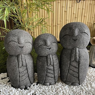 日式庭院石雕小沙彌良緣地藏佛像石頭小和尚花園景觀禪意擺件戶外佛像小擺件超夯 正品 現貨