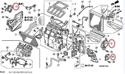(底盤 引擎專賣)HONDA 本田 CRV07年 2.0 溫控馬達 暖氣伺服馬達 正廠件(圖13號)