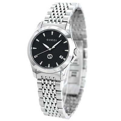 GUCCI YA1265006 古馳 手錶 28mm 黑色面盤 不鏽鋼錶帶 女錶 男錶
