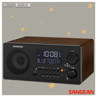 「山進」 WR-22 數位音響-SANGEAN  藍牙喇叭 FM電台 收音機 廣播電台 音樂串流 USB撥放 遙控器